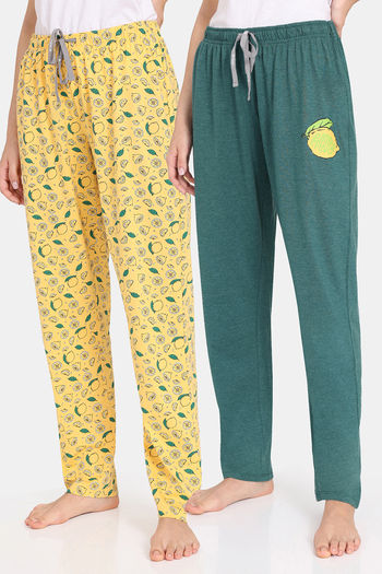Buy Rosaline Mystic Town Knit Cotton Pyjama (Pack of 2) - Yellow Green
